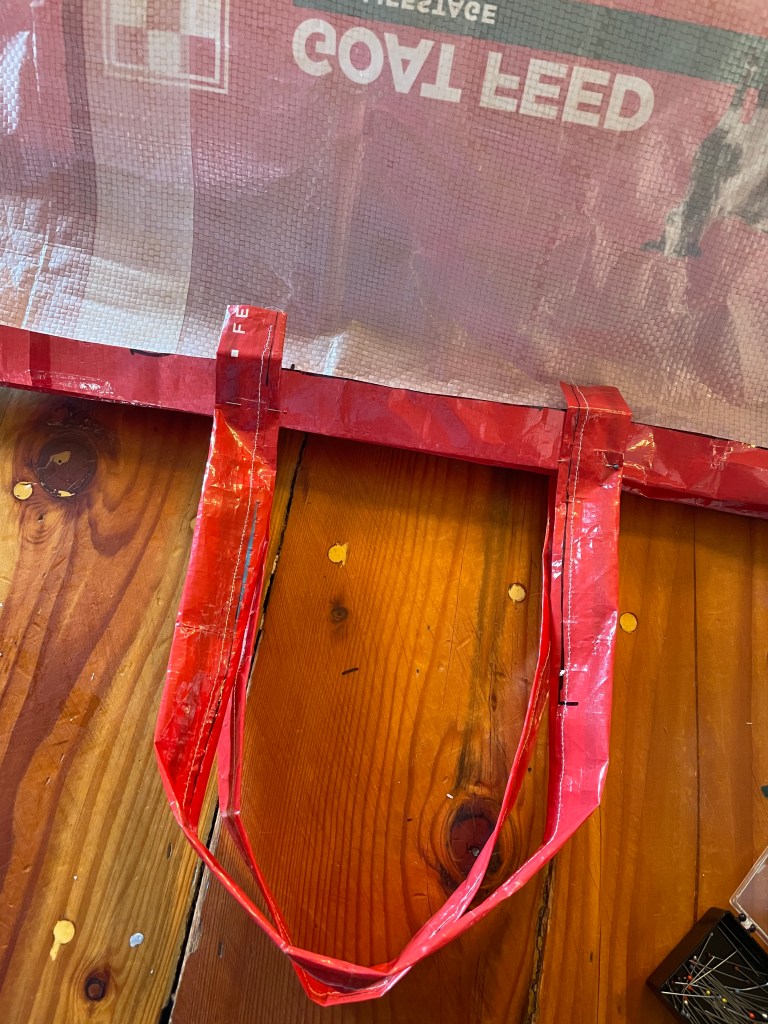 straps all pinned in place ready to sew